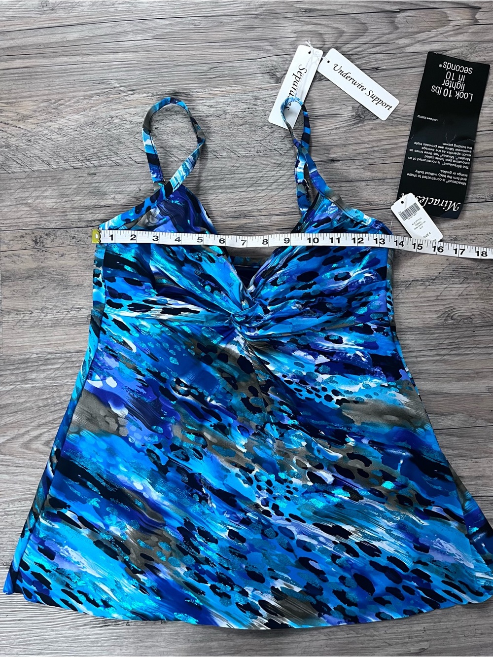 Miraclesuit Roswell Underwire Swim Tankini Top 8 Blue Attitude NWT Boho Slimming - Picture 5 of 7